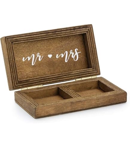 Scatola Porta Anelli In Legno Di Noce - Doppia Fessura Per Matrimonio O Anniversario - Con Finestra Acrilica - Foto 5