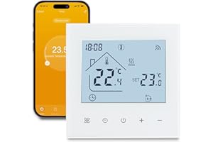 BEOK CONTROLS Beok Thermostat Connecté WiFi Maison Connectée Thermostat pour Plancher Chauffant à Eau Thermostats d'ambiance Programmables sans Fil Compatible Alexa, Google Home 3A,Blanc