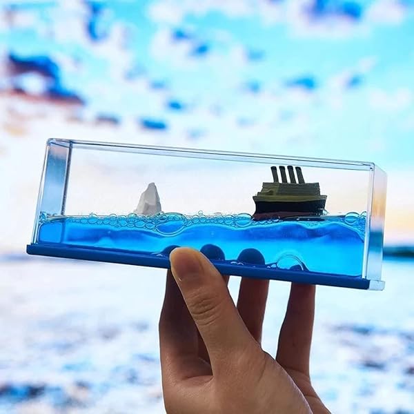 置物 Ocean Waves Teksbar Ocean Wave Desk Decor | Liquid Motion Display with Shark
