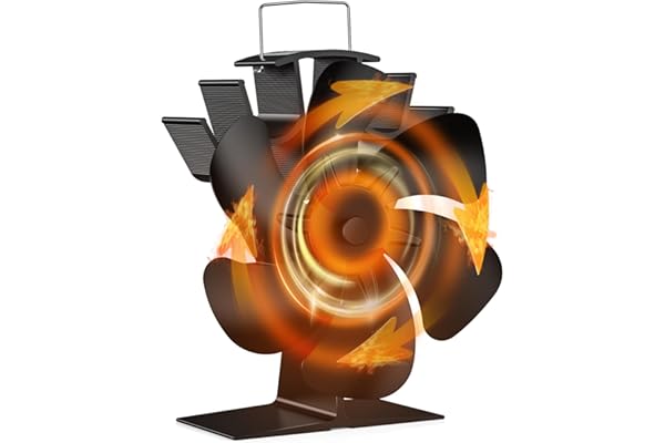 Dancial Ventilateur Poele à Bois,Ventilateur Alimenté à la Chaleur,6 Pales pour Cheminée Tuyau/Poêle à Granulés/Gaz/Bûche/Pellet