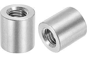 QUARKZMAN 4 Stück M12 Runde Verbindungsmuttern, 304 Edelstahl Kupplungsmutter 25mm/1" Länge Hülse Stange Stiftmutter für Halterung, M12x25x20mm