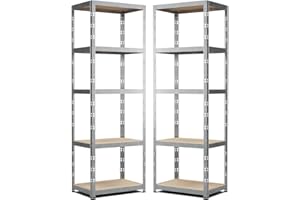 BLUMIE Lot de 2 Etagères de Rangement modulables et polyvalentes pour Atelier, Garage, Cave… Charges Lourdes 180x60x40cm x2 - Gris