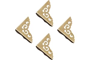 Morobor Protectores de esquina de latón antiguo, 4 protectores decorativos de esquina de metal, protectores de esquina de caja vintage para caja de madera, caja de regalo de joyería y escritorio