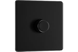 BRITISH GENERAL BG Electrical - Interruptor de atenuación individual, 2 vías, encendido/apagado de 200 W, negro mate