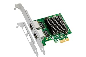 GLOTRENDS LE8202 Tarjeta de Red de 2 Puertos PCIe para PC de sobremesa, Puerto LAN RJ45 Gigabit Ethernet de 1000/100/10 Mbps, Interfaz PCIE X1, Soporte estándar y de Perfil bajo