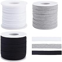 Cordoncini Piatti BENECREAT Per Abbigliamento: 25m Di Corda In Policotone Grigia, Larga 10mm, Con Bobine Di Plastica Incluse
