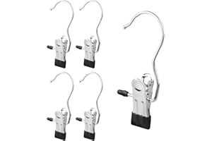 FuninCrea Stainless Steel Laundry Hooks Clip, 5pcs Anti-slip Boot Laundry Hanger Clips Portable Hanging Clothes Pins Multi-functional Single Clothing Hanger Holder for for Scarf, Gloves, Shoes(black)