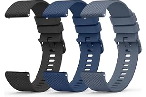 Wanme 3 Pièces 20mm 22mm Bracelet de Montre en Silicone, Souple Bracelet de Replacement en Dégagement Rapide avec Boucle en Même Couleur Homme Femme 20mm 22mm