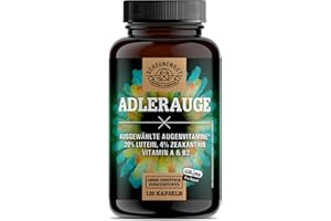 ‎SCHEUNENGUT ADLERAUGE® Augenvitamine Hochdosiert -WICHTIG: Laborgeprüfter Markenkomplex mit Lutein, Zeaxanthin, Heidelbeer-Extrakt, Beta-Carotin, Vitamin A+B und mehr DE SCHEUNENGUT®
