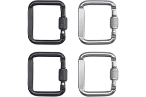 TYFYH 4 Stück Viereckige Karabiner, Schraubkarabiner, Aluminium Schraubkarabiner Karabinerhaken Superstarke Schraub Karabiner für Outdoor Wandern Camping Reise Ausrüstung