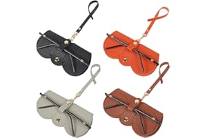 NAVESO Pack of 4 Fashion Sunglasses Case, Soft Leather Sunglasses Case, Portable Slim Glasses Case, Travel Protective Cover for Glasses, Glasses Case with Belt Clip, Muti, S