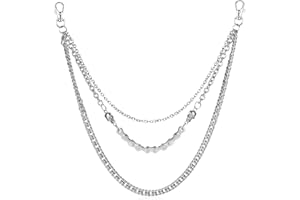 Otuuz Cadena de Pantalones de Metal Cadena de Cartera de Cintura Plateada Cadena de Jean de Cinturón Cadena Gótica de Monedero Accesorios de Punk para Regalos Mujeres Hombres Billetera Moda