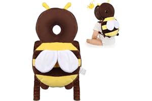 DAWUMIN Baby Kopfschutz, Kleinkind Kopf Schutz Rucksack, Infant Sicherheit Pads, Verstellbare Schutzkissen Baby, Rückenprotektor Fallschutz Baby, für Kinder 4 Bis 24 Monaten (Brauner-Schrei)