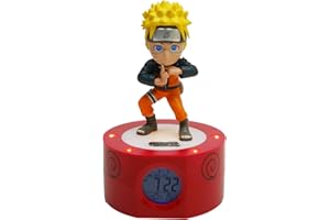Teknofun - Naruto Shippuden Wecker - Beleuchteter Retro-Bildschirm - Digitale Anzeige - Programmierbarer Alarm - LED-Licht - 3xAAA Nicht enthalten - Für Kinder, Sammler
