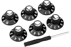 Musiclily Pro Imperial Pulgadas Tamaño Pedal Efecto de Amplificador Botón de Potenciómetro Skirted Perillas de Guitarra,Negro(Juego de 6)
