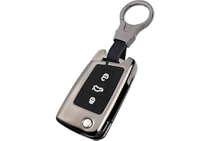 Sucxyor Kompatibel mit Volkswagen Schlüsselhülle VW Golf 7 Mk7 Polo Jetta 4 T-ROC Zinklegierung Autoschlüssel Hülle T*iguan Skoda Seat Leon S*uperb 3 Schlüssel Cover Schutzhülle mit Schlüsselanhänger