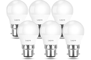 Lepro Bayonet Light Bulbs, 40W Equivalent, Warm White 2700K, 4.9W 470lm B22 LED Bulb, G45 Golf Ball Energy Saving Lightbulbs, 180° Wide Beam, Non-dimmable, Pack of 6