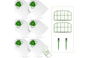 YUKOVEP 6 bolsas para aspiradora Vorwerk Folletto VK200 FP200 VK200s + 2 filtros HEPA + 2 cepillos de dientes, para Vorwerk Folletto Recambios Folletto