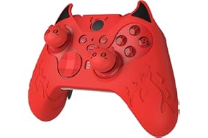 Playvital Coque de Protection pour Xbox Elite Série 2, Housse Manette Antidérapante avec Capuchon Joystick, Silicone Rouge
