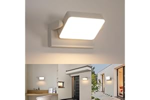 Dorlink Applique da Esterno LED Girevole, 20W 1800LM Applique da Parete Moderno, Bianco Quadrata Plafoniera LED Parete Camera da Letto, Lampada da Parete Soggiorno, Applique LED 4500K Bianco Neutro