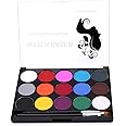 POFET Body Painting Face Paint Kit, 15 Color Non-Toxic Professional Palette Washable with Brush for Kids for Art Show Halloween Party Colsplay Makeup Body Festive Face Paint Kids