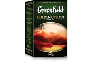 GREENFIELD Golden Ceylon czarna herbata sypka 200 g, liść, czarna herbata ze Sri Lanki, czarna herbata luzem, najlepsza jakość liściasta, herbata śniadaniowa, Single Origin