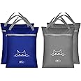 Lify Nylon 4Pcs Large (20'' X 15" Inch) Travel Laundry Bag Water-Resistant Wet Dry Bag Washable Dirty Clothes Drawstring Bag Bathing Suit Workout Bag (Grey(2Pcs)+Navy Blue(2Pcs))