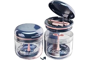 MURRI&MURRDI Retainer Case, Denture Bath Box with Strainer Basket, Retainer Soaking Case, Denture Cup with Lid, Mouth Guard Case, Cute Denture Holder Retainer Storage Soak Container (Dark Blue)