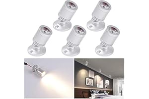 AUDOR Small Recessed Mini Spotlight 5 Pack, 3W LED Ceiling Spotlight Mini Recessed LED Downlight 360°Rotate Aluminum Spot LED Set with Transformer Warm White for Wine Cabinet/Cupboard/Kitchen/Living Room