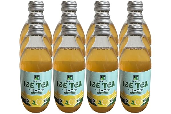 AKIFYEV BIO Ice Tea Lemon 12 x 330 ml | Premium Organic Ice Tea in Glass Bottles
