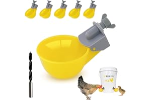 WHIMSII Vasos de Agua para Pollo (Paquete de 6), Bebedero automático para Pollos, Sistema antifugas, Contiene un 50% más de Agua, Adecuado para Pollitos, Pollo, Pato, codorniz y Pavo