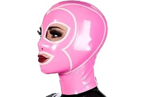 WXLPCGO Rosa Latex Huvud Latex Lock Ansiktsmasker Latex Huva Exponera Öga och Mun för Cosplay