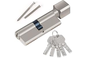 Hengsong Zylinderschloss,Schließzylinder,Knaufzylinder 40/40,Profil-Zylinder inkl. 5 Schlüssel Metallsilber-Knaufzylinder für alle Arten von Türen