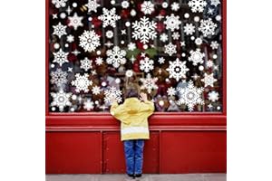 heekpek 235 Piezas Pegatinas Navidad Ventanas Pegatinas Copos de Nieve Decoracion Blanco Adornos de Navidad para Ventanas Reutilizables Pegatinas Cristal Navidad para Casa y Escaparate