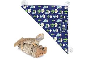 CQJ Bearded Dragon Hammock Swing Hanging Reptile Bed Lounger with Pillow Hooks & Suction for Large Small Bearded Dragons Geckos Lizards Snakes (Blue)