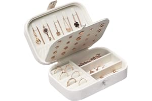 Lrikas Piccolo Portagioie da Viaggio Portagioie Donna Scatola di Gioielli Organizzatore di Gioielli Jewelry Box 16,5 x 11,5 x 5,5 cm (Bianco)