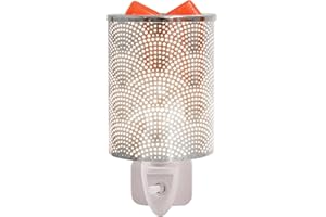 DOREPHINE Metal Wax Melt Burner Oil Burner Plug in, Electric Candle Wax Warmer Melter Essential Oil Fragrance Burner, Night Light Aroma Lamp For Home Office Bedroom Gifts & Decor (Silver-Shell)