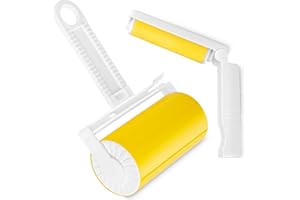 TULMERO Silikonowa rolka do usuwania kłaczków - zestaw rolek do czyszczenia ubrań, sierści, mebli - duży wałek czyszczący, mała rolka podróżna - gadżet do domu