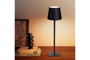 ZARCHE Touch Control Table Lamp, 3 Light Modes and Dimmable, 3600mAh Wireless USB Rechargeable Bedside Desk Lamp Nightstand Lamp Bedroom (Black)