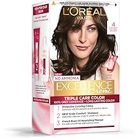 L'Oreal Paris Excellence Creme Hair Color, 4 Natural Brown/Natural Dark Brown, 72ml+100g