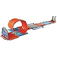 Hot Wheels FTH77 Track Builder Race Crate Connectable Track Set with Loops, 2 Diecast and Mini Toy Cars, Multi-Colour
