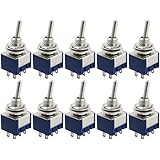 10 Pcs AC 125V 6A Amps ON/ON 2 Position DPDT Toggle Switch