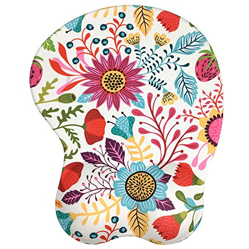 Ergonomisches Komfort Mauspad mit Handauflage aus Gel,Blumen