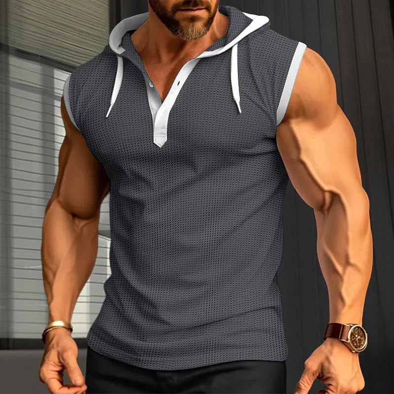 Camiseta sin mangas con capucha para hombre, para culturismo, entrenamiento muscular, fitness, gimnasio, sudadera con capucha