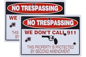 dojune -2 Pack No Trespassing, Property Protected by 2nd Enmienda Sign, We Dont Call 911