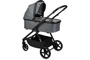 MoMi GISELLE Kombi-Kinderwagen 2 in 1 mit Buggy-Funktion, 5-Punkt-Sicherheitsgurt, ab dem 1. Lebenstag, bis 22 kg Körpergewicht (Buggy), Einkaufskorb, Matratze, Regenschutz und Wickeltasche