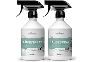 ‎NATURETREND naturetrend Läusespray für Textilien, Umgebungsspray 2 x 500ml - Läuse Abwehrspray mit Sofort- & Langzeitschutz, Mittel gegen Läuse & Nissen für die Umgebung, 2er Set