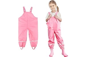 Fjquamitix Kids Waterproof Rain Trousers Boys Girls Mud Dirty Proof Pants with Reflective Strip for Rain Pants Children Windproof for Age 3-10 Years