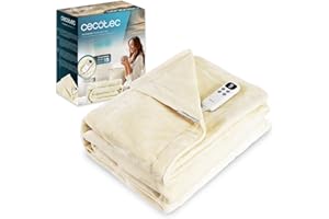 Cecotec Manta Eléctrica 160x130cm HeatConfort Calma (160 x 130). 115W, 10 Niveles de Temperatura Ajustables, Controlador LCD Extraíble, Temporizador con Apagado Automático, PTC+ Tecnología NTC