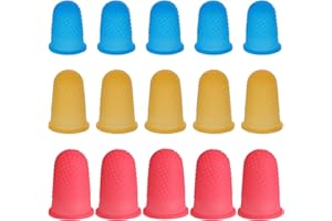 JIYIN Lot de 15 protège-doigts en caoutchouc, 3 tailles différentes de couleurs, réutilisables pour bureau, collage, écriture, broderie, comptage d'argent